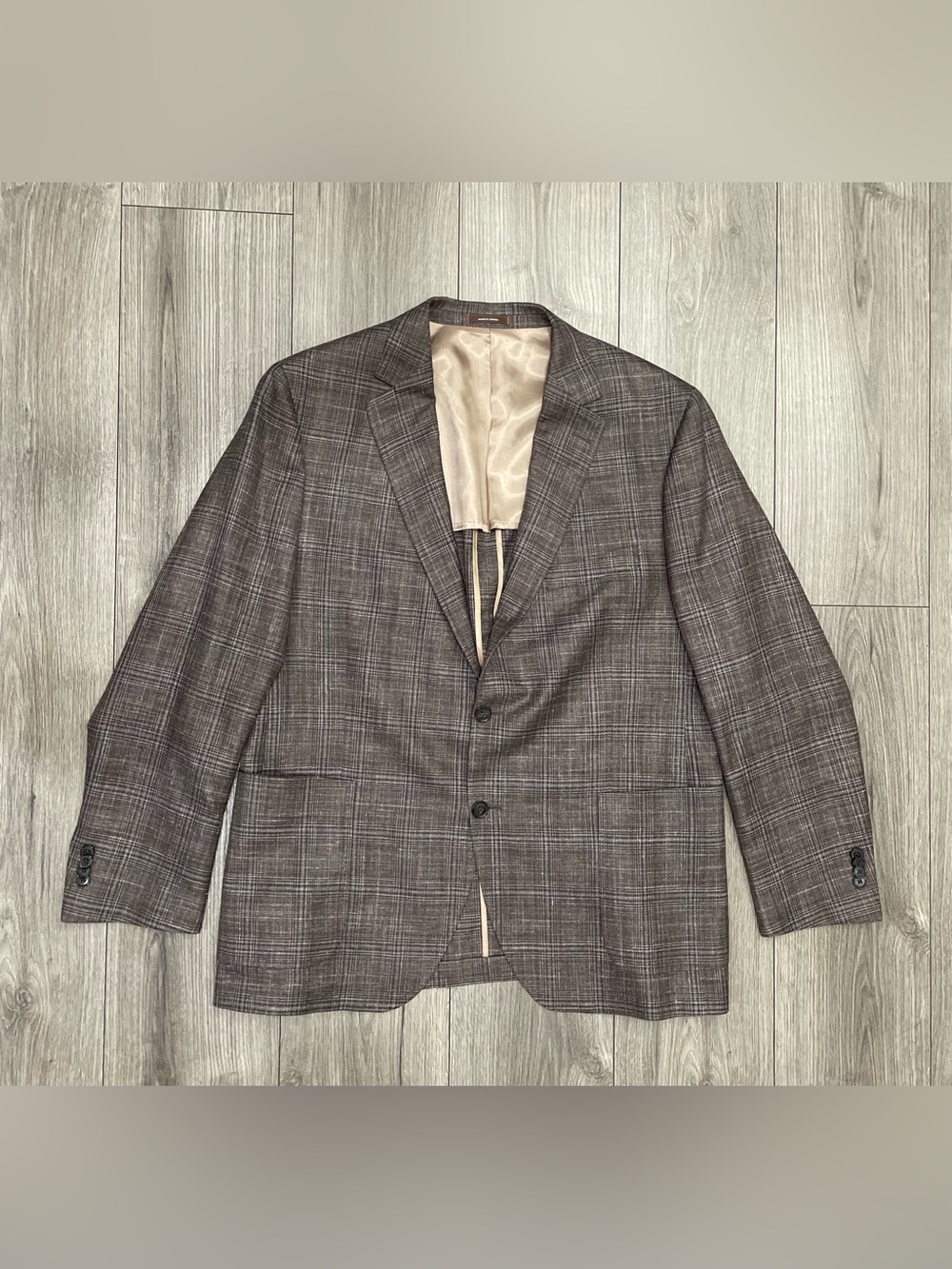 Peter Millar 44R Loro Piana Summertime Fabric Brown Plaid Blaze